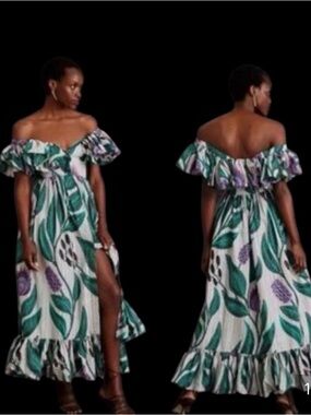 SIKA Off-The-Shoulder Printed Floral Maxi Dress Size 6